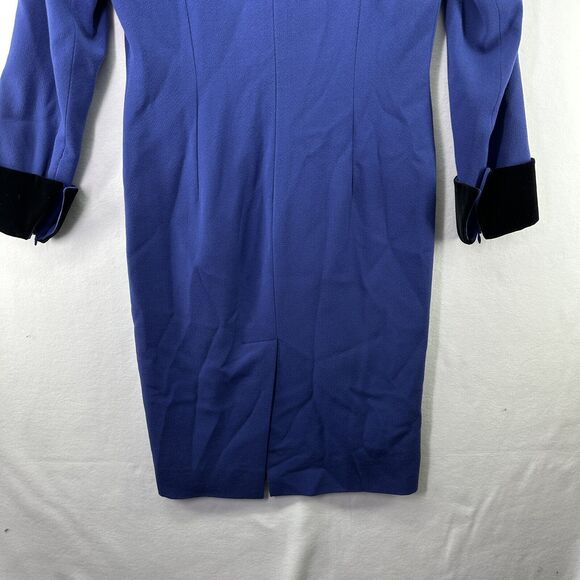 Vintage CELINE PARIS Wool Velvet Collar Cuffs Dress Purple Long Sleeves Sz 38 - Picture 12 of 16